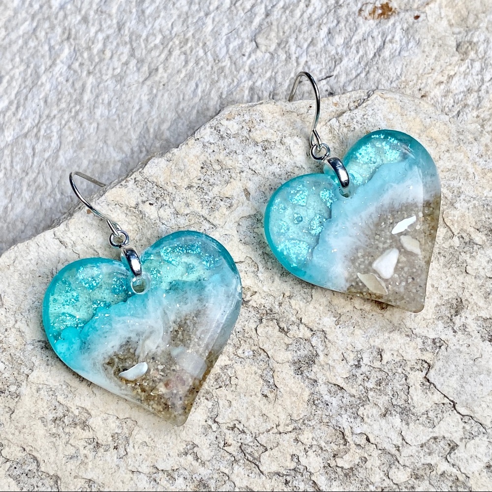 Heart beach earrings